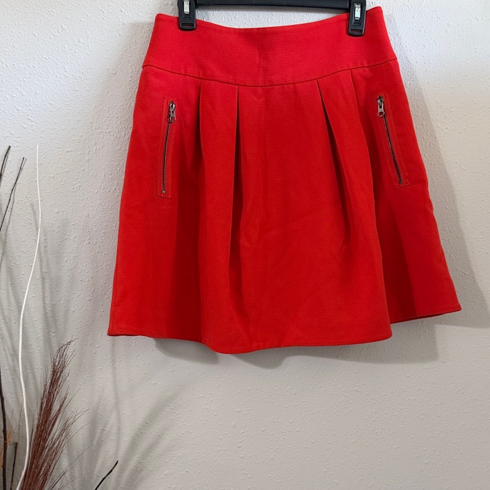 Maeve Vibrant Red Mini Skirt with Zipper Accents